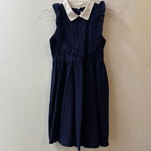 EUC Janie and Jack Blue Pleated Sundress with Peter Pan Collar